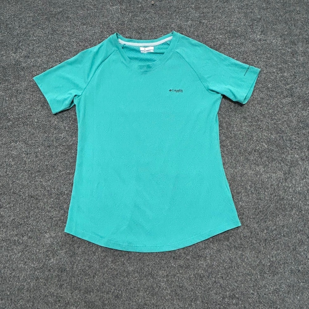 Columbia Shirt Womens Size S Teal PFG Omni-Freeze Short Sleeve Active Crew Neck